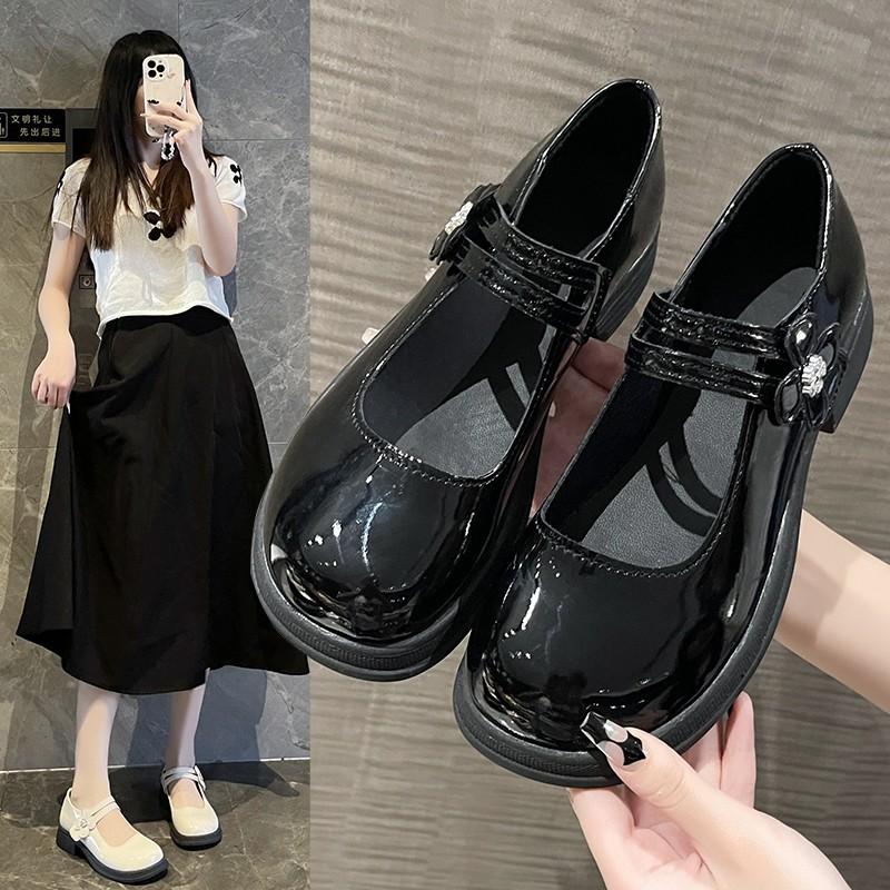 Fashion Casual British Platform Leather Shoes Female Mary Jane Shoes New with Fairy Skirt Big Head Shoes Trendy All-Matching Girl Women