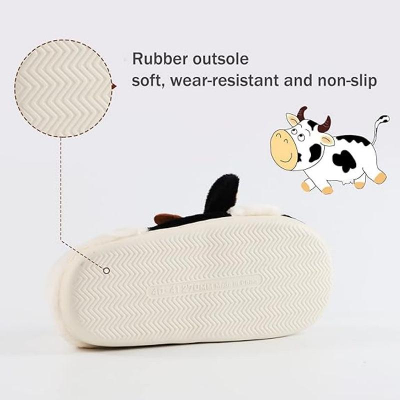 Cow Pattern Cozy Slippers - Soft Plush Lined Non-Slip Fuzzy Cozy Shoes for Bedroom Lounge - Perfect for Cold Weather, Gift Idea Walking Shoes Footwear