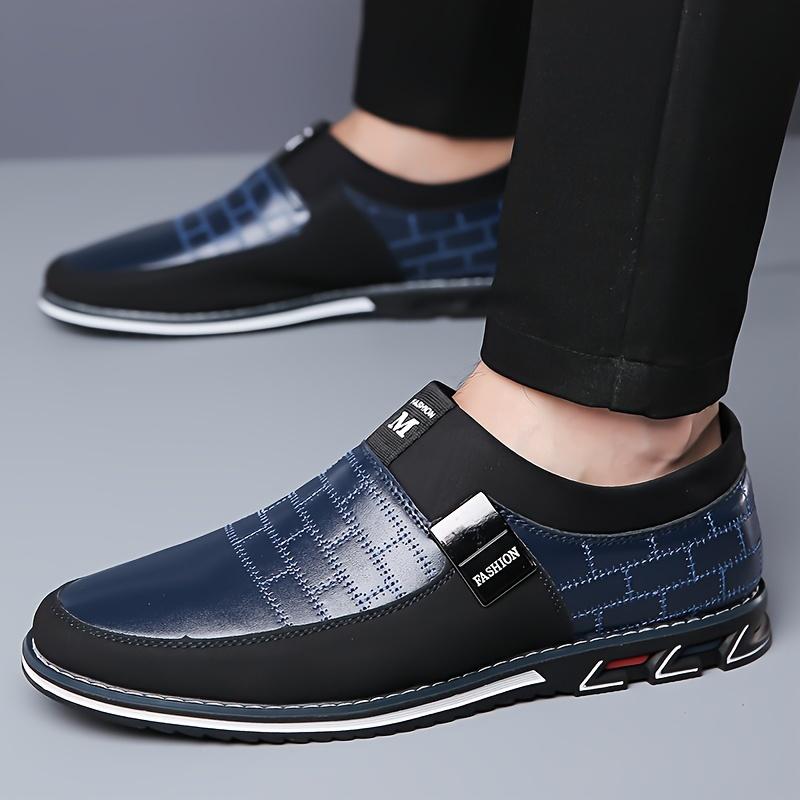 Men's Fashion PU Leather Shoes, Business Office Non-Slip Wear-Resistant Slip Shoes