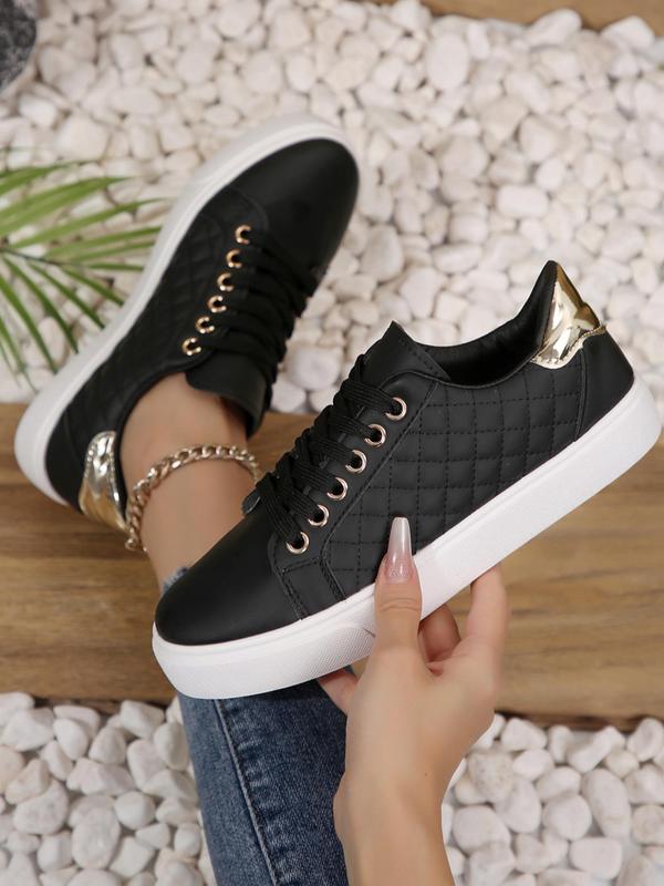 Women's Fashionable Lace Up Low Top Sneakers, Designer Shoes Casual Comfortable Sports Shoes for Daily Wear, Female All-match Round Toe Shoes for Daily Wear