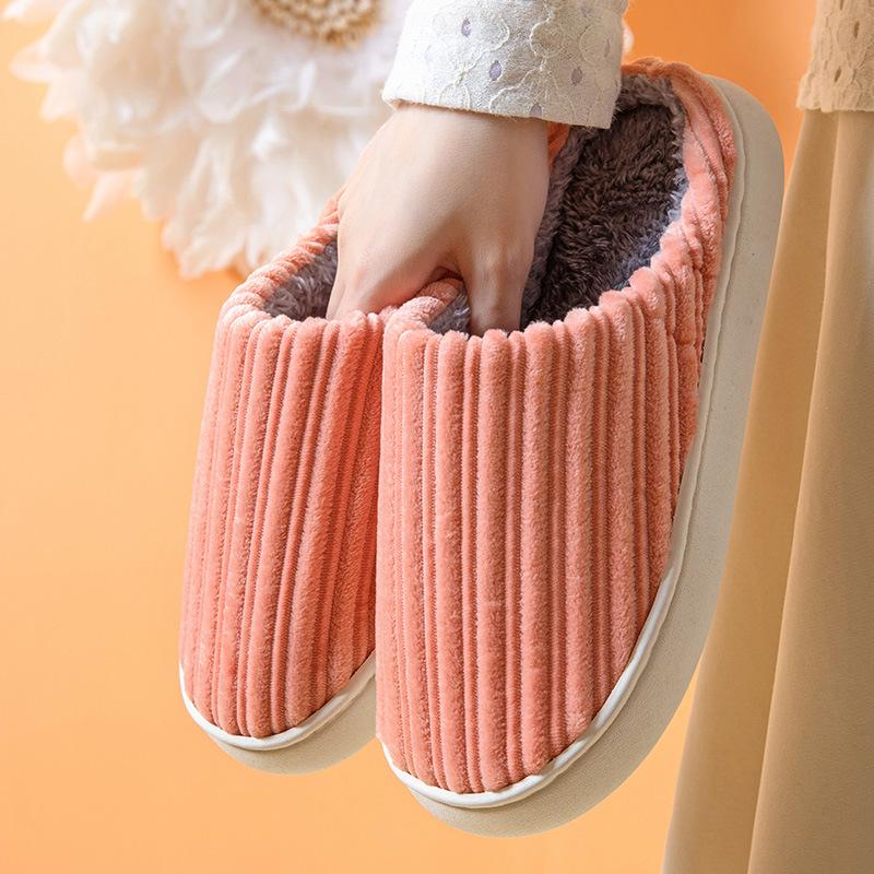 Cotton Slippers For Men And Women Winter Home Indoor Home Non-Slip Thick Sole Couple Shoes Winter Footwear Flipflop