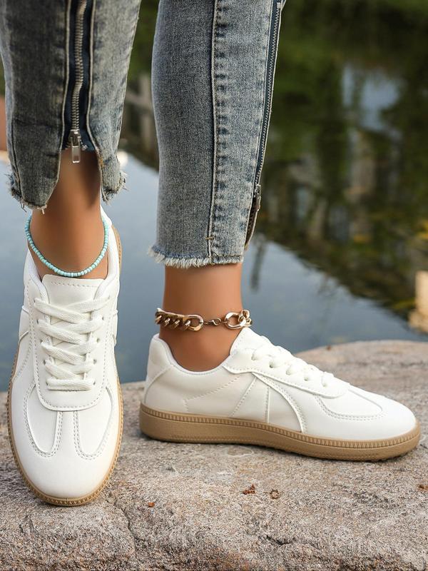 Women's Fashionable Solid Color Low Top Sneakers, Casual Comfortable Skate Shoes for Daily Wear, Female All-match Round Toe Shoes for Daily Wear