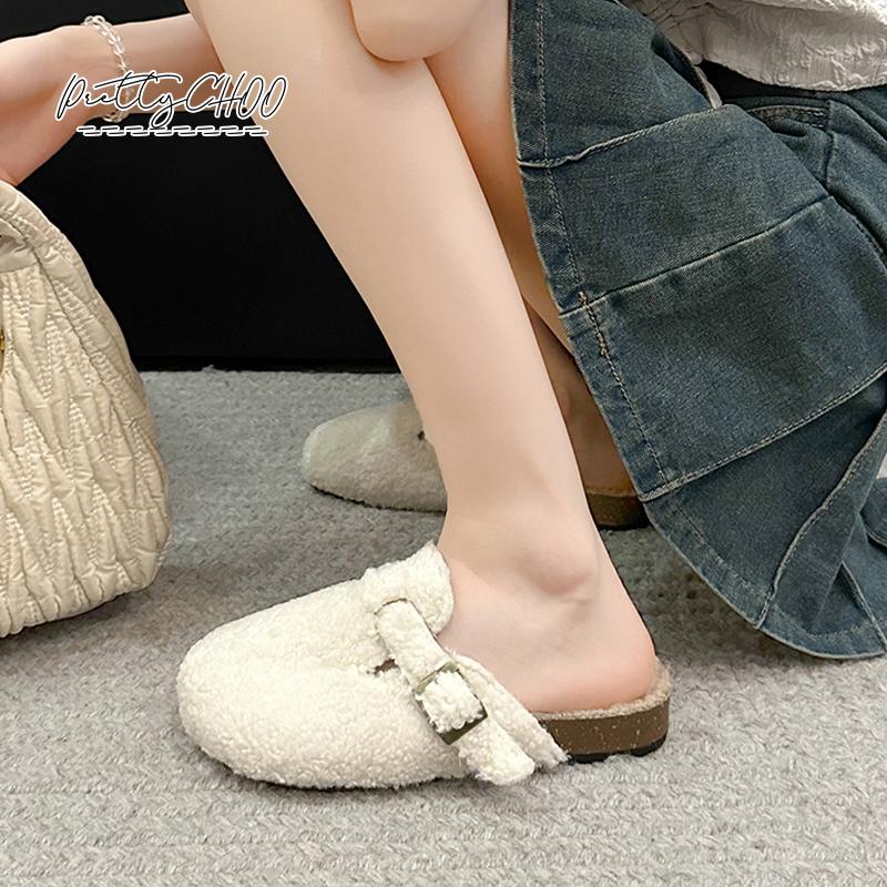 Soft Footbed Teddy Fur Mule Clogs For Woman Winter Warm Plush Slide Sandals Ladies Brand Design Fluffy Birken Shoes