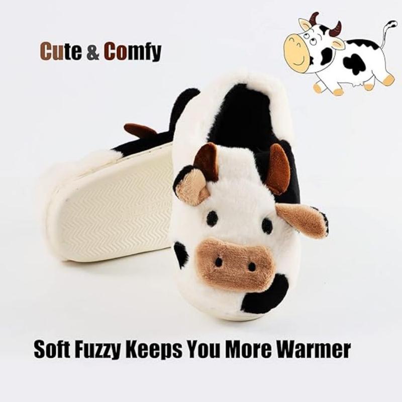 Cow Pattern Cozy Slippers - Soft Plush Lined Non-Slip Fuzzy Cozy Shoes for Bedroom Lounge - Perfect for Cold Weather, Gift Idea Walking Shoes Footwear