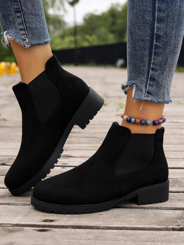 Women's Fashionable Solid Color Ankle Boots, Casual Comfortable Round Toe Boots for Daily Wear, Female All-match Trendy Shoes for Fall & Winter