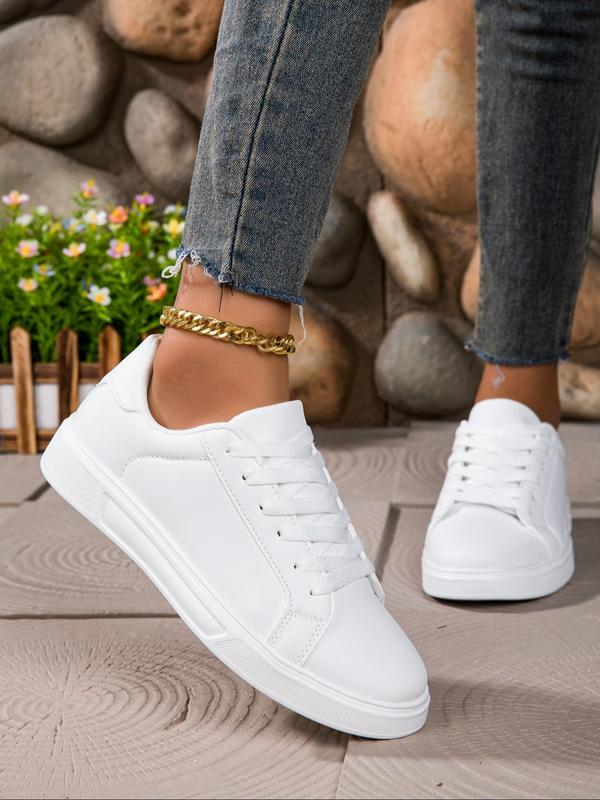 Women's Fashionable Lace Up Mid Top Sneakers, Casual Comfortable Sports Running Shoes, Female All-match Round Toe Shoes for Daily Wear