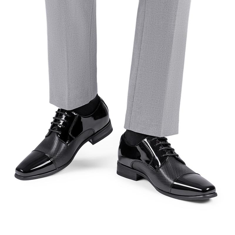 Bruno Marc Men's Cap-Toe Patent Leather Oxford Shoes