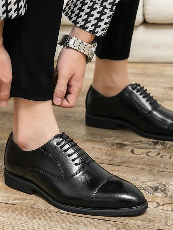 Men's Business Formal Lace Up Dress Shoes, Fashionable Pointed Toe Shoes for Work Office, Male All-match Commuter Shoes for Daily Wear