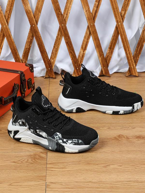 Men's Fashionable Patchwork Design Lace Up Low Top Sneakers, Casual Comfortable Breathable Sports Running Shoes, Male All-match Round Toe Shoes for Daily Wear