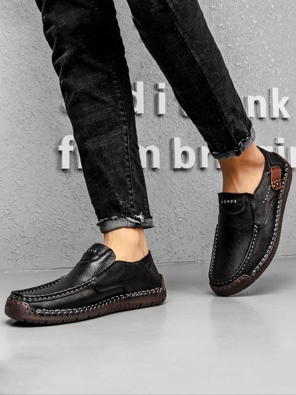 Men's Casual Stitching Design Slip-on Loafers, 2024 New Style Fashionable Round Toe Flat Shoes for Daily Wear, Lightweight Breathable Comfortable Shoes for Men