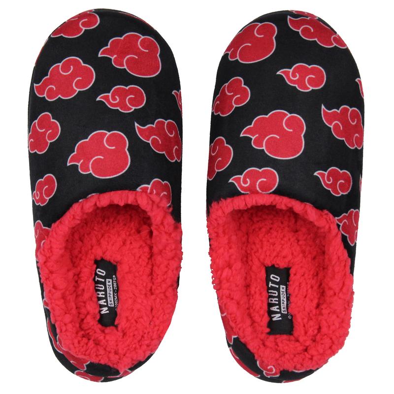 Naruto Shippuden Fuzzy Slippers, Naruto Akatsuki Red Cloud Fleece Lined Slippers For Men For Women, House Slippers for Indoors