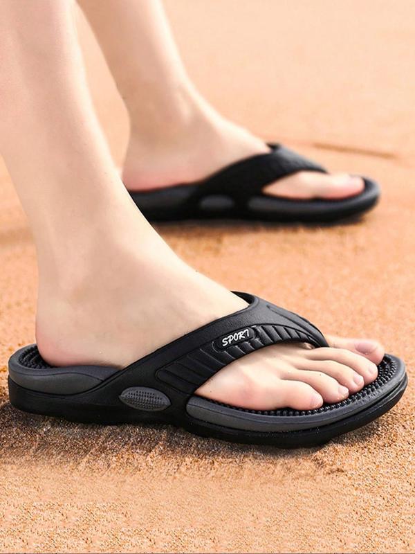 Men's Casual Solid Color Flip Flops, Summer Lightweight Non-slip Beach Sandals, Comfortable Quick Drying Flip Flops for All Seasons