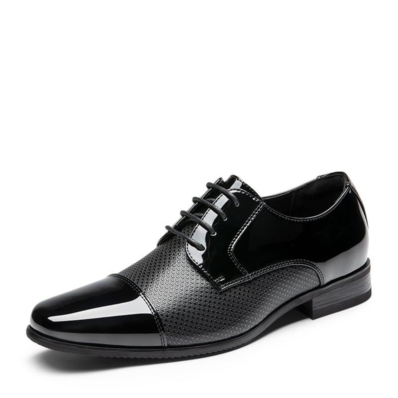 Bruno Marc Men's Cap-Toe Patent Leather Oxford Shoes