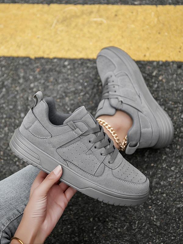 Women's Fashionable Lace Up Low Top Sneakers, Casual Breathable Comfortable Sports Running Shoes, All-match Basic Shoes for Daily Back To School Wear for Fall 2024