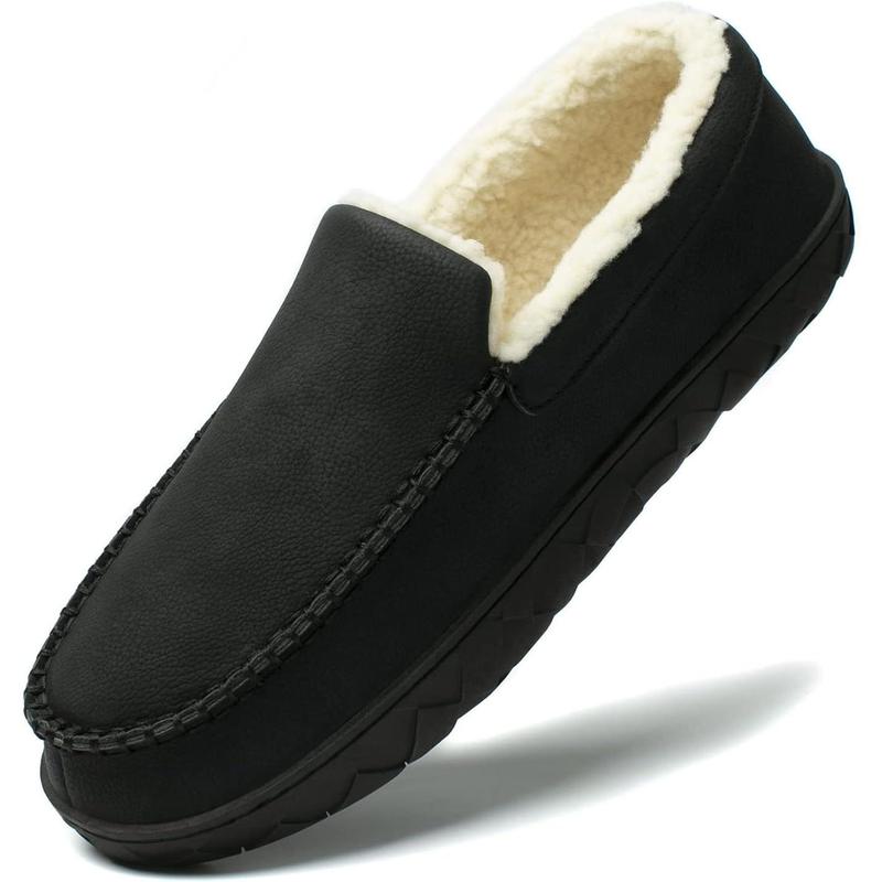 NewDenBer Men's Moccasin Slippers Warm Memory Foam Suede Soft Plush Lined Slip on Indoor Outdoor House Shoes