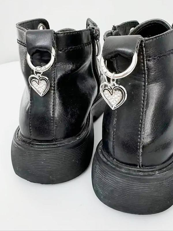 Rhinestone Decorated Heart Shaped Shoe Charms, Fashionable Novelty Shoes Decorations for Clogs Design, Dazzling Glamour Trendy Exquisite DIY Shoes Accessories