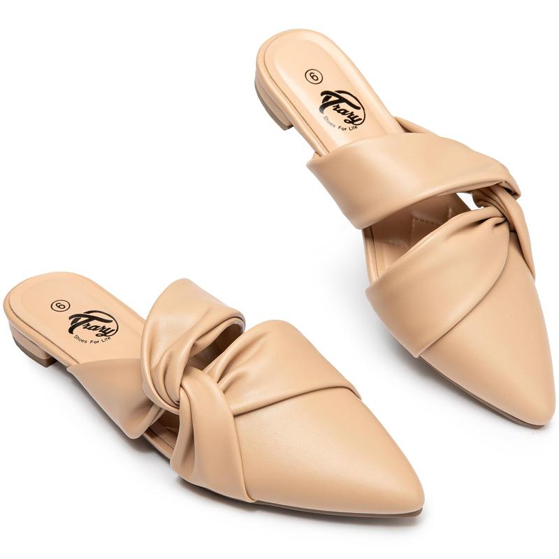 Trary Women's Flats Mules, Pointed Toe Backless Loafers Women Shoes, Mules Flats Comfortable, Cute Flats, Slip on Mules, Office Shoes for Women, Business Casual Shoes Footwear Walking Shoes