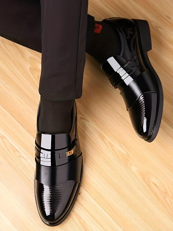 Men's Business Formal Dress Shoes, 1 Pair Solid Color Slip on Dress Shoes, High Quality Comfortable Walking Shoes for Work Office