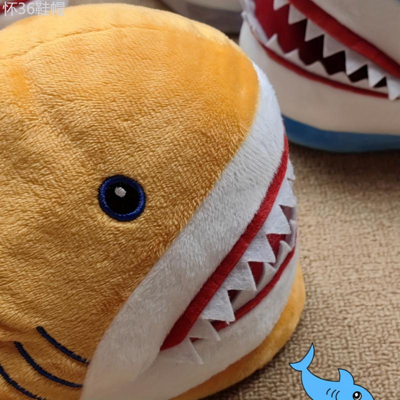 Funny Cartoon Shark Design Novelty Slippers, Cozy & Warm Slip On Winter Indoor Shoes, Comfortable Home Unisex Slippers Walking Shoes Flipflop