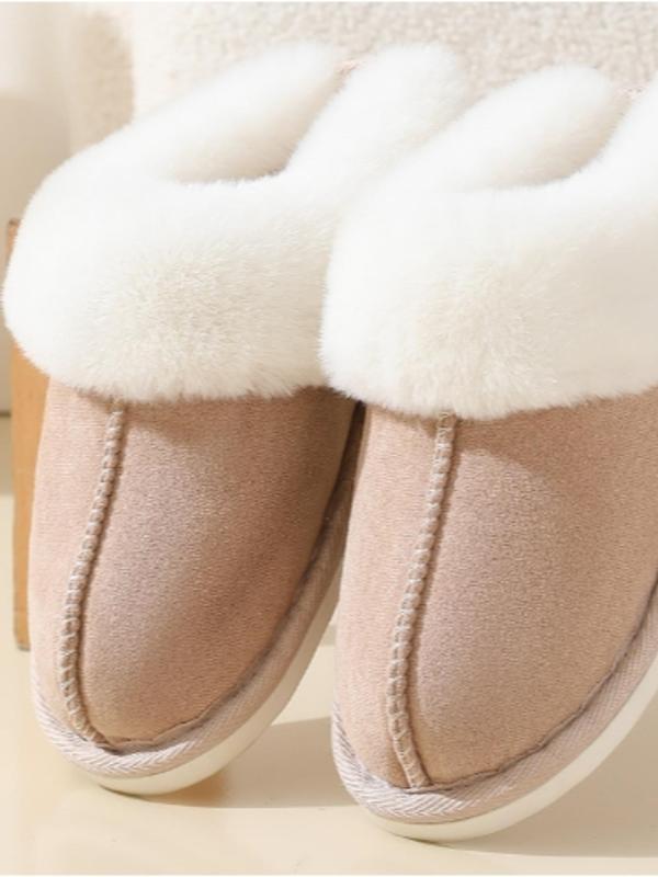 Women's Solid Color Fluffy Plush Slippers, Casual Soft Comfortable Home Slippers, Warm Slippers for Indoor & Outdoor Use for Fall & Winter