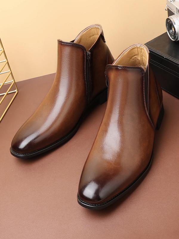 Men's Business Formal Wear PU Leather Ankle Boots, Classic Retro Style Boots for Work Office, Fashionable Shoes for Daily Wear