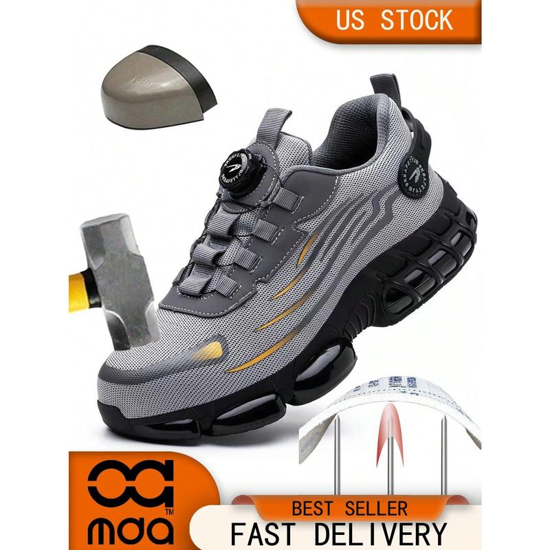 Unisex Anti-Smash Safety Shoes, Steel Toe Caps, Anti-Slip, Breathable,Industrial Construction Sports Rotatory Lace-Free Casual Hiking Shoes