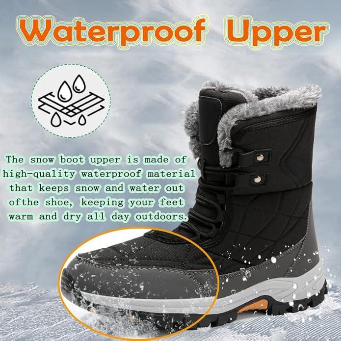 Womens Snow Boots Women's Winter Boots Women Fur Lined Snow Boots For womens Anti-Slip Womens Winter Boots Waterproof Backpacking Boots Outdoor Walking Shoes For Ladies Anti Slip Ankle Boots Non-slip