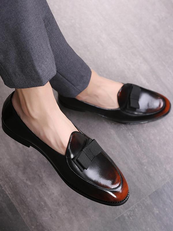 Men's 1 Pair Fashionable Plain Slip On Dress Shoes, Casual Classic PU Leather Shoes For Daily Wear, Wedding Bridal Party Formal Occasions