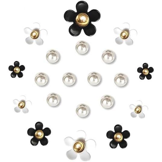 20Pcs Cute Daisy Flower Shoe Charms, 30Pcs Acrylic Flower Charms, Pearl Accessories, Aesthetic Shoe Decoration Charms, Preppy for Girls Kids Teens Adults Women