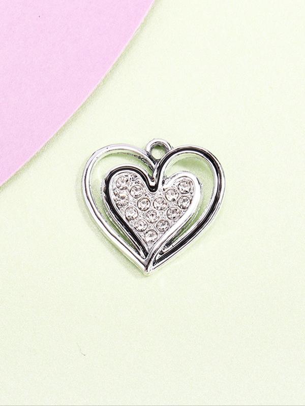 Rhinestone Decorated Heart Shaped Shoe Charms, Fashionable Novelty Shoes Decorations for Clogs Design, Dazzling Glamour Trendy Exquisite DIY Shoes Accessories