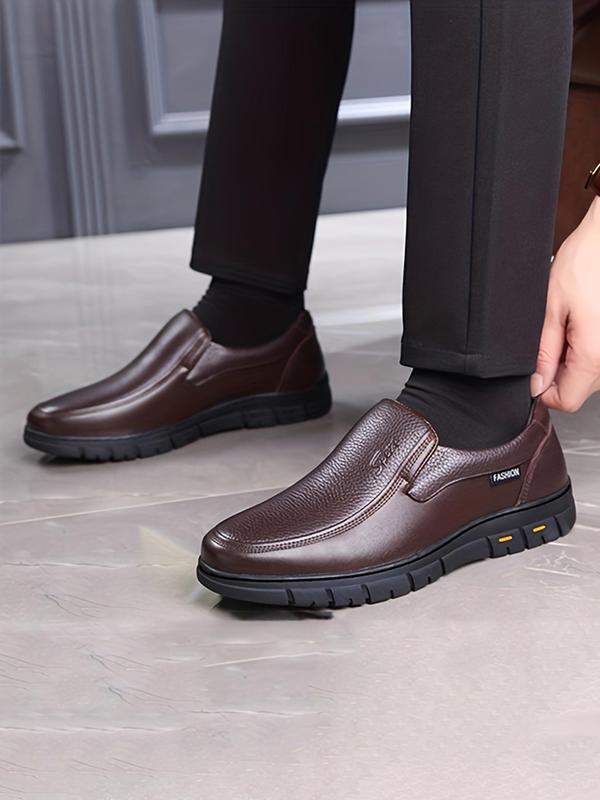 Men's Business Style Solid Color Letter Design Slip on Dress Shoes, Casual Comfortable Shoes for Daily Wear, Perfect for Men for Outdoor & Daily Wear