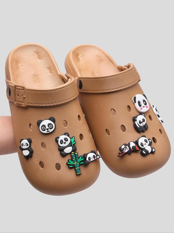 10pcs Panda Bamboo Themed Design Shoes Decoration, Cute Cartoon Panda Design Shoe Charm, Shoe Decoration for Women & Men, Fashionable Shoes Decorations for Clogs