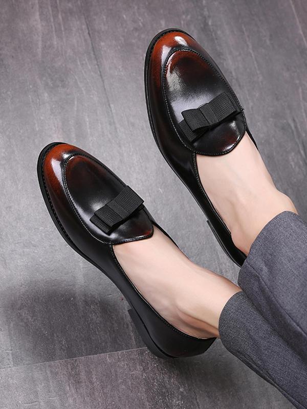 Men's 1 Pair Fashionable Plain Slip On Dress Shoes, Casual Classic PU Leather Shoes For Daily Wear, Wedding Bridal Party Formal Occasions