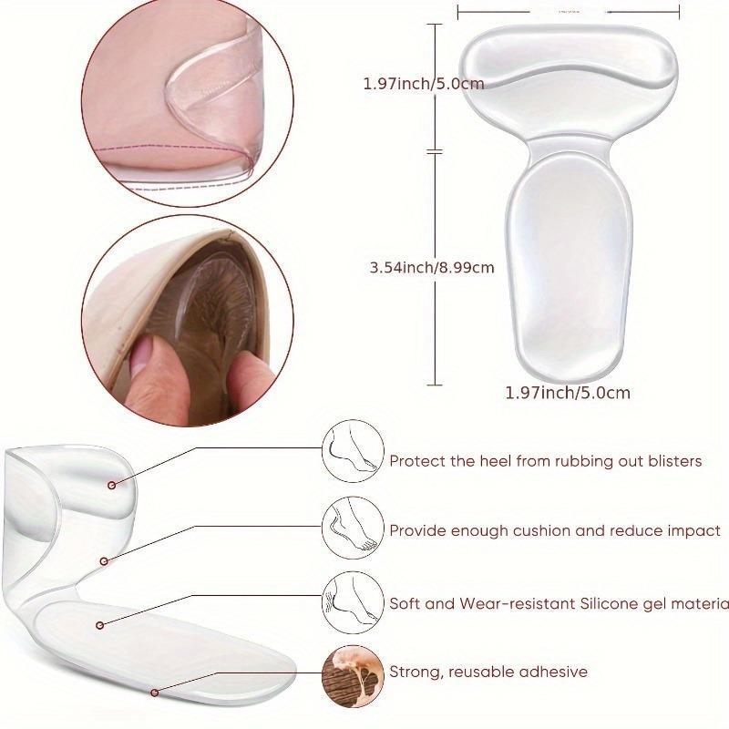 Silicone Heel Cushion Inserts, Transparent Heel Protector Pads for Women, Comfortable Insole for Too Big Shoes