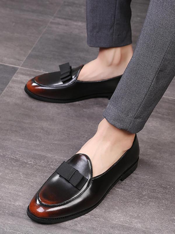 Men's 1 Pair Fashionable Plain Slip On Dress Shoes, Casual Classic PU Leather Shoes For Daily Wear, Wedding Bridal Party Formal Occasions