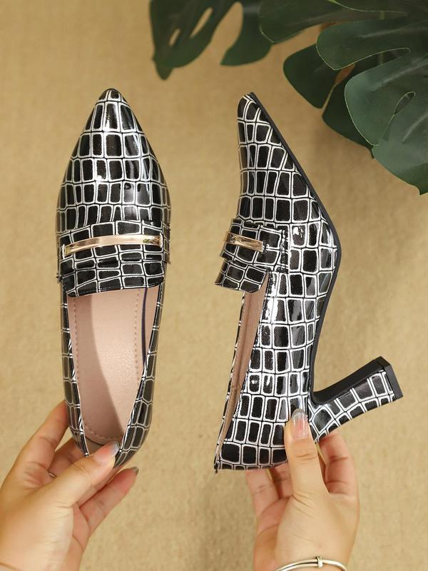 Women's Fashionable Plaid Pattern Pointed Toe High Heel Pumps, Elegant Slip on Heels for Party, Daily Clothing Decor for Women & Girls