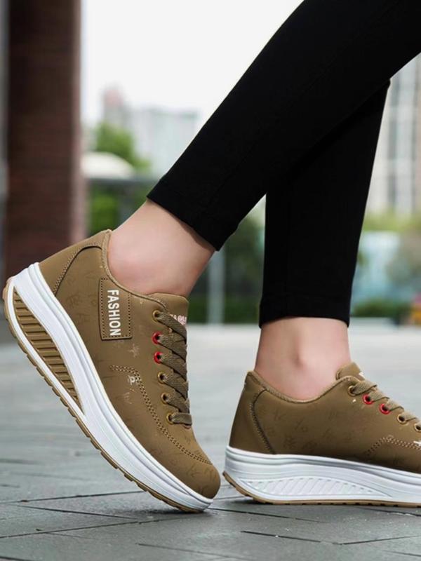 Women's Fashionable Letter Design Lace Up Sneakers, Casual Comfortable Breathable Sports Shoes, All-match Round Toe Shoes for Daily Wear