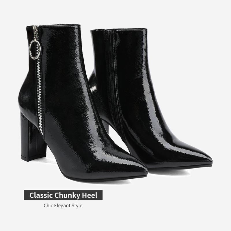 Dream Pairs Women's Chunky Classic clean sleek High Heel Ankle Boots