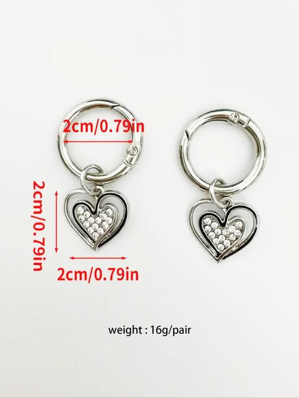 Rhinestone Decorated Heart Shaped Shoe Charms, Fashionable Novelty Shoes Decorations for Clogs Design, Dazzling Glamour Trendy Exquisite DIY Shoes Accessories