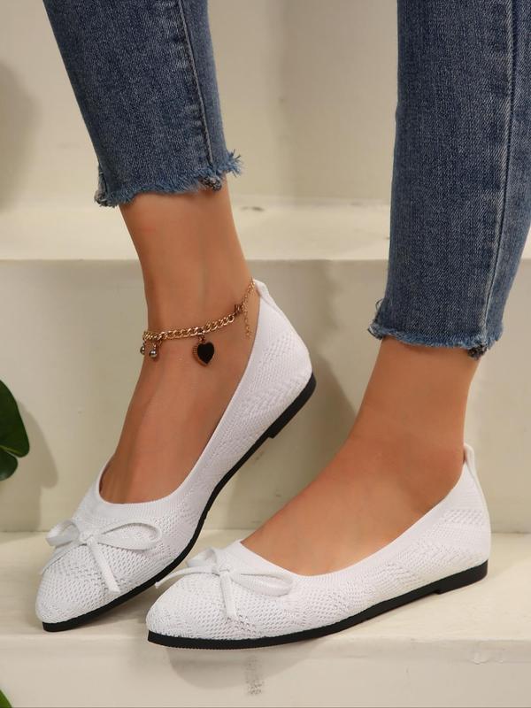 Women's Fashionable Bowknot Design Slip on Flats, Casual Comfortable Breathable Pointed Toe Flat Shoes for Daily Wear, Lightweight Breathable Shoes