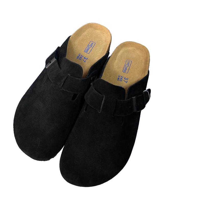 Autumn Retro Birkenstock Half-Slippers | Thick-Sole Heightened Oak Leather Casual Slip-Ons