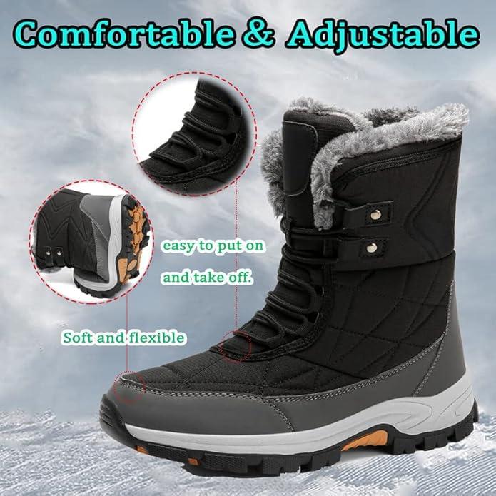 Womens Snow Boots Women's Winter Boots Women Fur Lined Snow Boots For womens Anti-Slip Womens Winter Boots Waterproof Backpacking Boots Outdoor Walking Shoes For Ladies Anti Slip Ankle Boots Non-slip