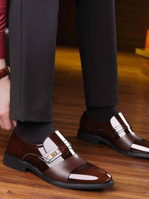 Men's Business Formal Dress Shoes, 1 Pair Solid Color Slip on Dress Shoes, High Quality Comfortable Walking Shoes for Work Office