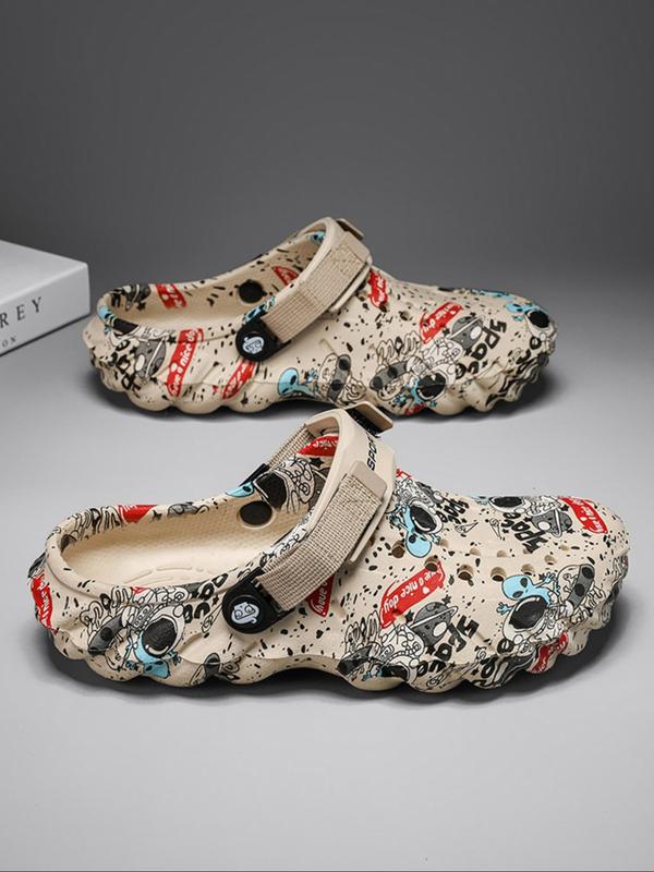 Men's Spaceman Letter Print Clogs, Casual Comfortable Breathable Clogs for Indoor & Outdoor Wear, Fashionable Shoes for Daily Wear