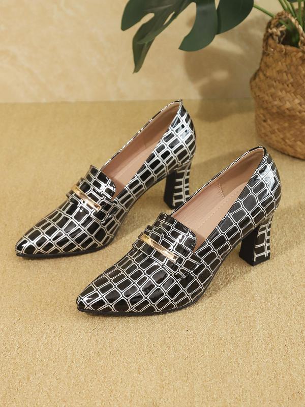 Women's Fashionable Plaid Pattern Pointed Toe High Heel Pumps, Elegant Slip on Heels for Party, Daily Clothing Decor for Women & Girls