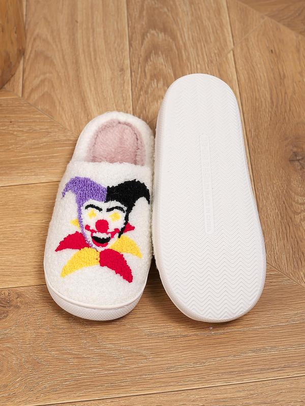 Men's Cartoon Clown Pattern Plush Slippers, 2024 New Style Casual Soft Fall Freshness Comfortable Home Slippers, Warm Slippers for Indoor & Outdoor & Fall Outfits Use for Fall & Winter