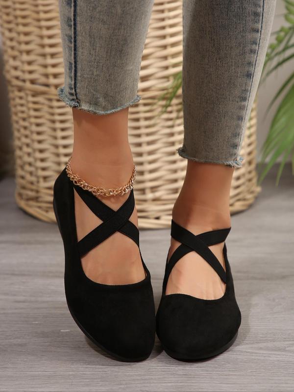 Women's Fashionable Criss Cross Lace Up Wedges Shoes, Casual Comfortable Round Toe Wedge Shoes for Daily Wear, All Match Commuter Shoes for Women & Girls