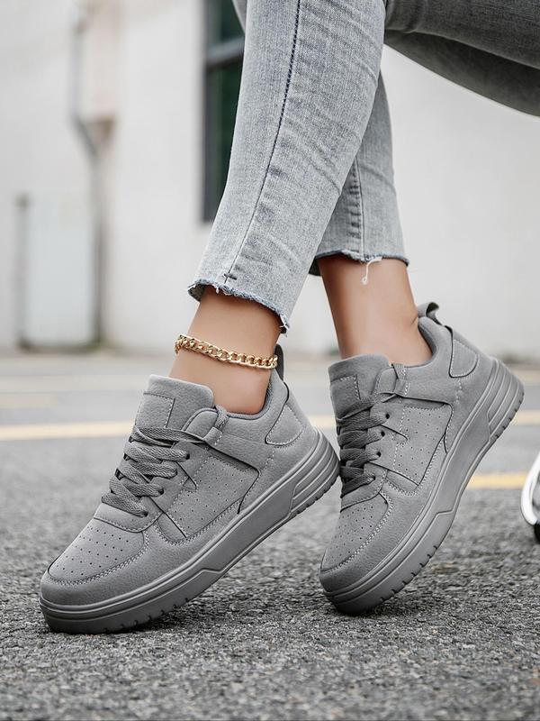 Women's Fashionable Lace Up Low Top Sneakers, Casual Breathable Comfortable Sports Running Shoes, All-match Basic Shoes for Daily Back To School Wear for Fall 2024