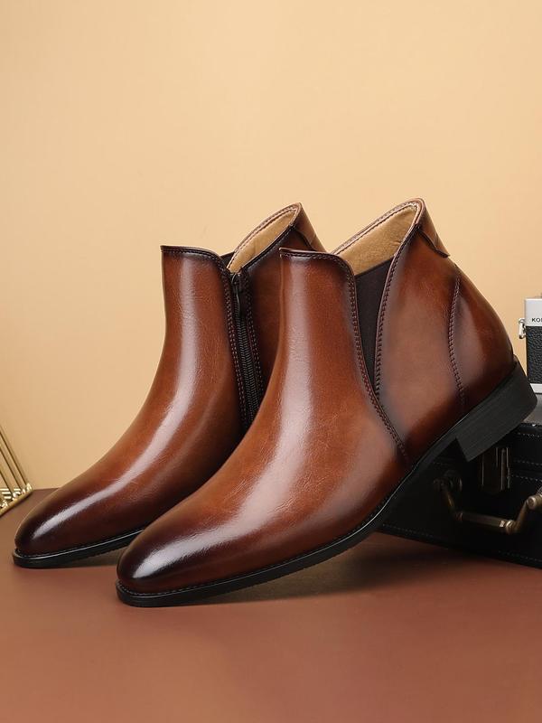 Men's Business Formal Wear PU Leather Ankle Boots, Classic Retro Style Boots for Work Office, Fashionable Shoes for Daily Wear