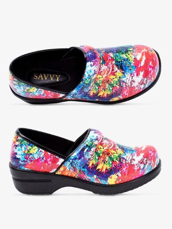 Savvy Women's Brandy Splatter Paint Nursing Clogs